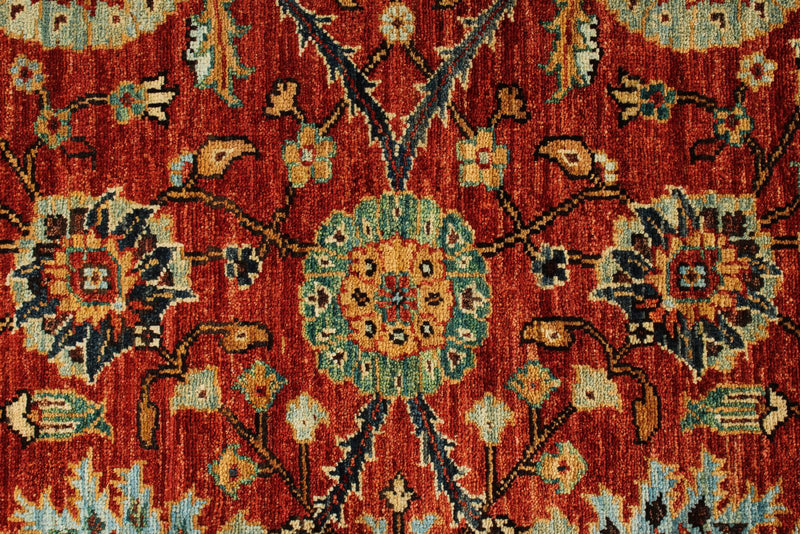 5x8 Rust and Blue Anatolian Traditional Rug