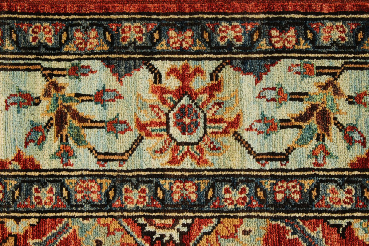 5x8 Rust and Blue Anatolian Traditional Rug
