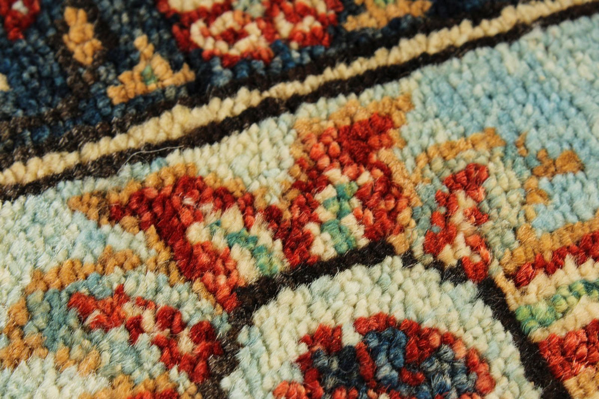 5x8 Rust and Blue Anatolian Traditional Rug