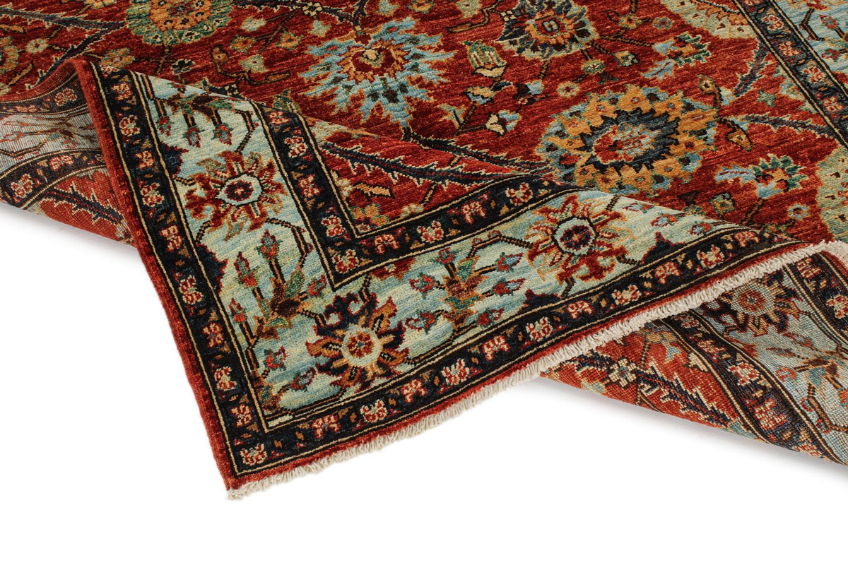 5x8 Rust and Blue Anatolian Traditional Rug