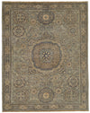 5x7 Green and Beige Turkish Tribal Rug