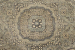 5x7 Green and Beige Turkish Tribal Rug