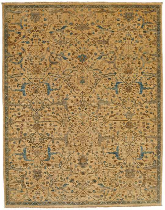 5x7 Ivory and Blue Anatolian Traditional Rug