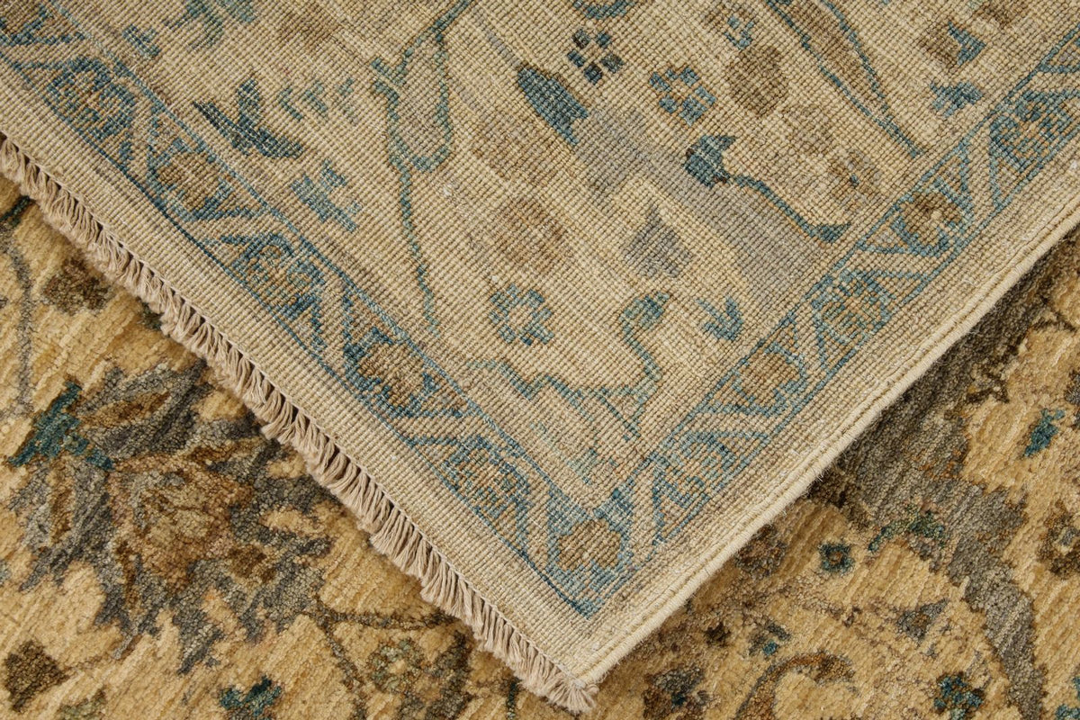 5x7 Ivory and Blue Anatolian Traditional Rug