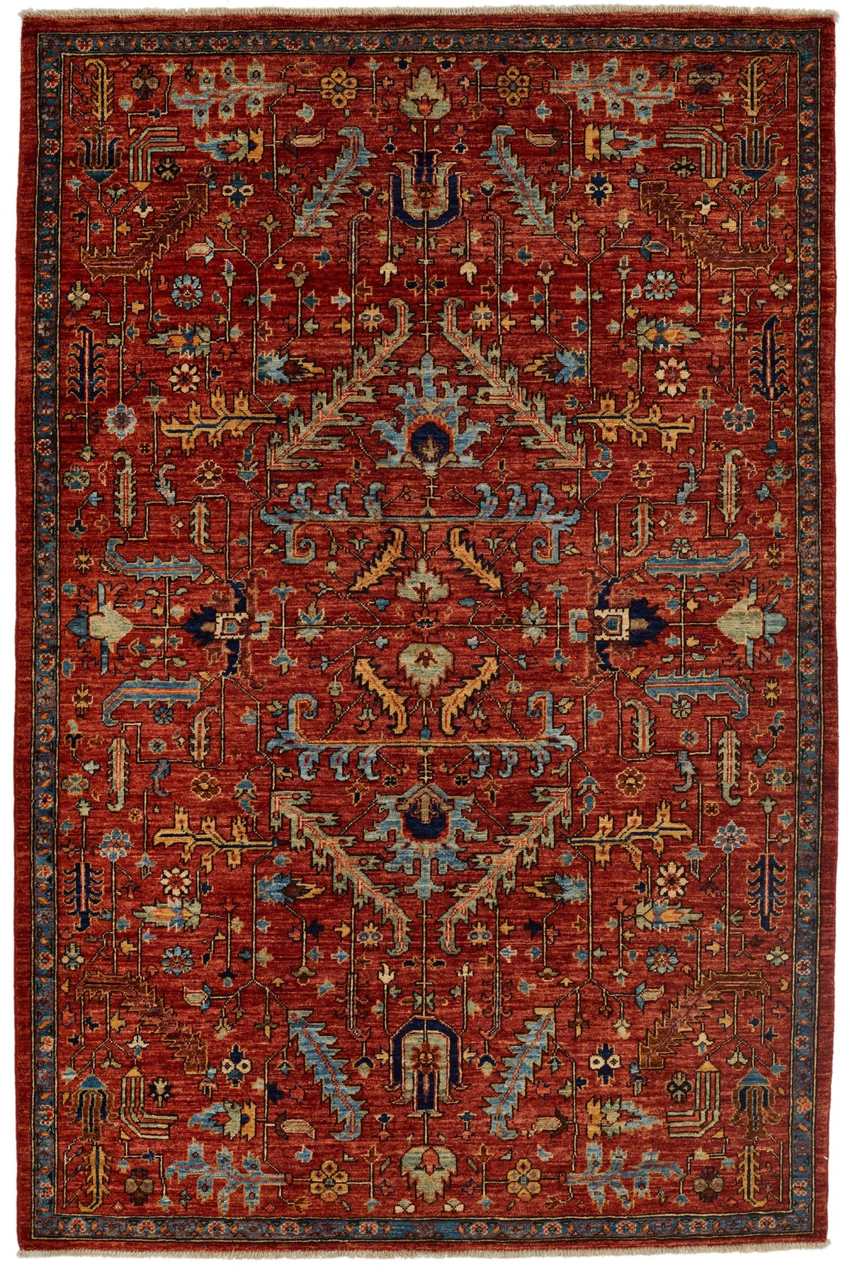 5x8 Rust and Multicolor Anatolian Traditional Rug