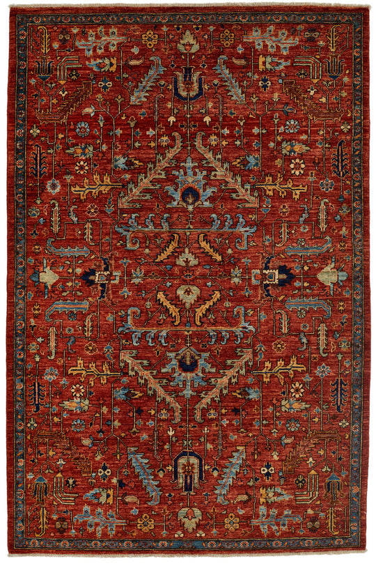 5x8 Rust and Multicolor Anatolian Traditional Rug