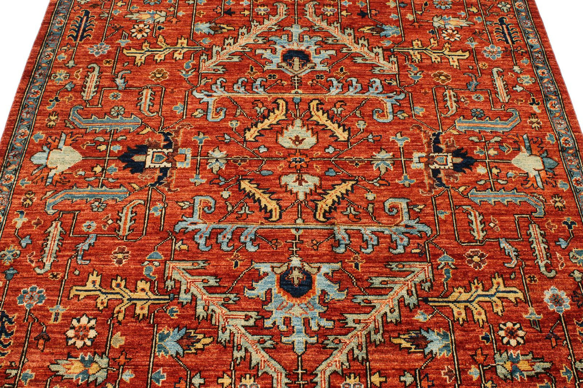 5x8 Rust and Multicolor Anatolian Traditional Rug
