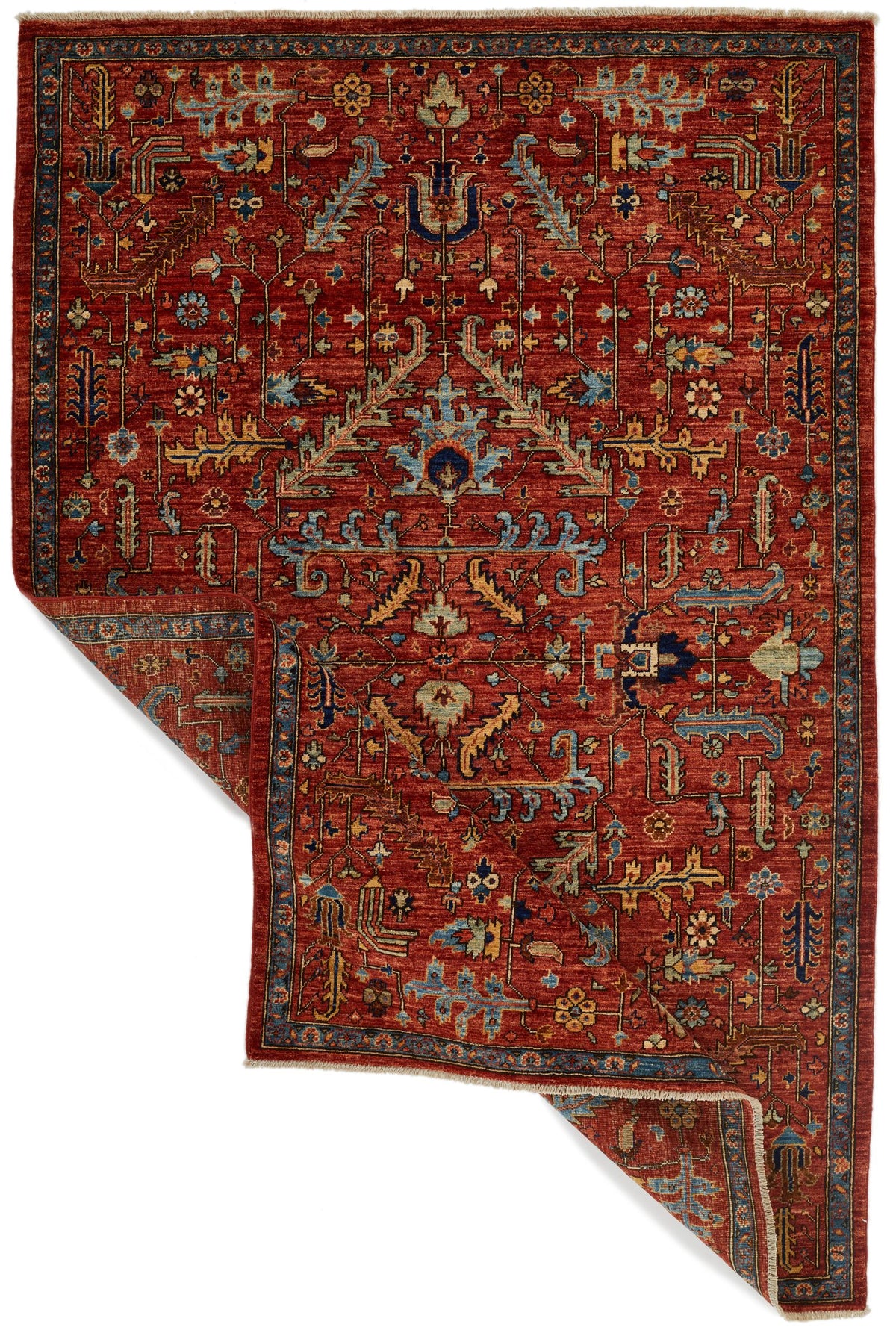 5x8 Rust and Multicolor Anatolian Traditional Rug