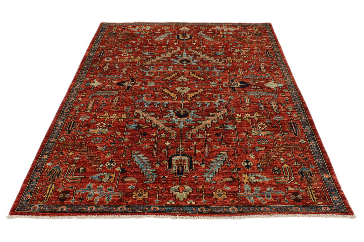 5x8 Rust and Multicolor Anatolian Traditional Rug