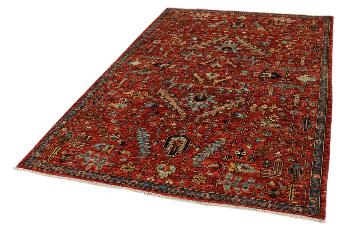 5x8 Rust and Multicolor Anatolian Traditional Rug
