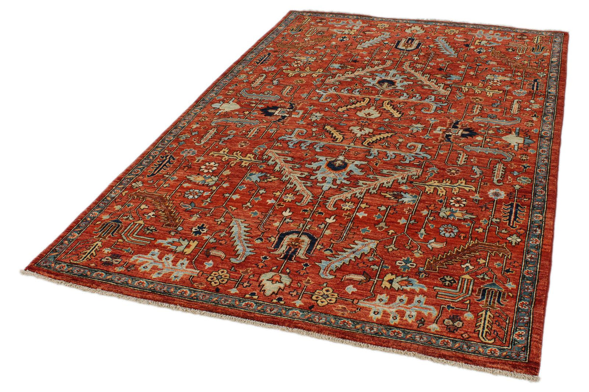 5x8 Rust and Multicolor Anatolian Traditional Rug