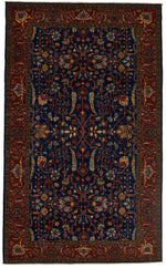 5x8 Navy and Rust Traditional Rug