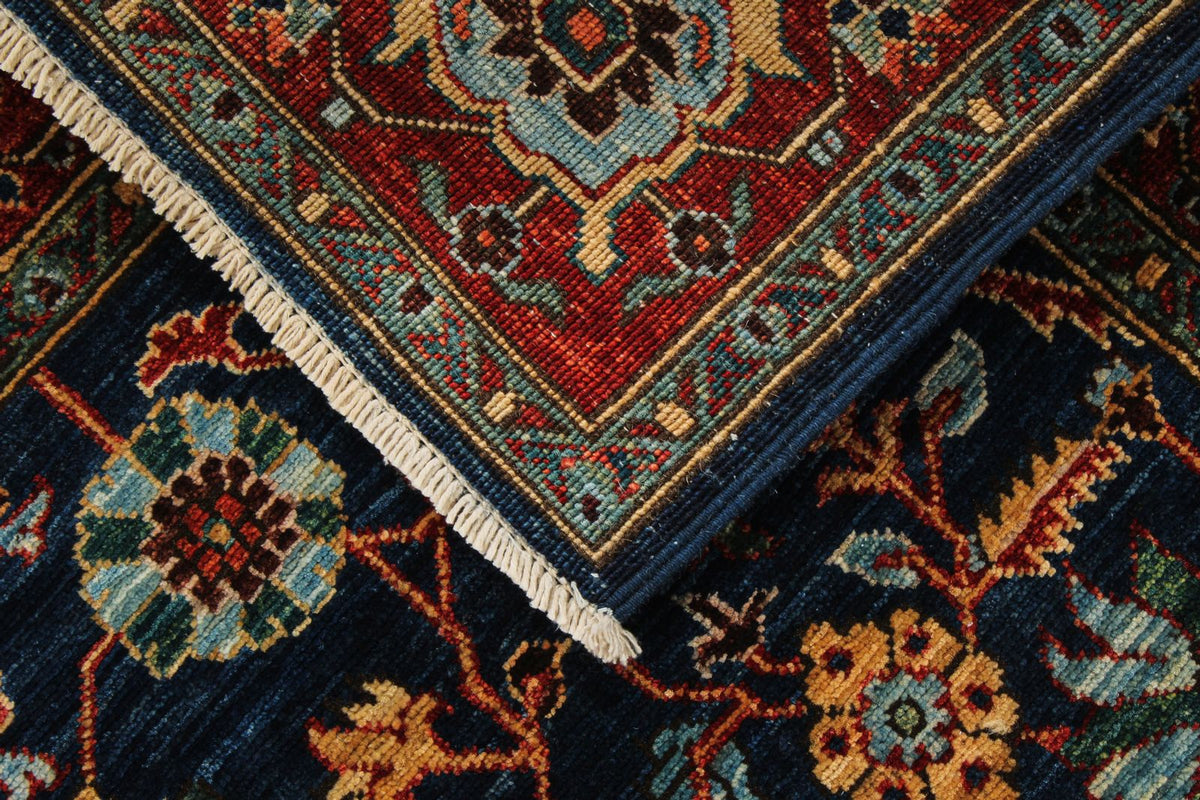 5x8 Navy and Rust Traditional Rug
