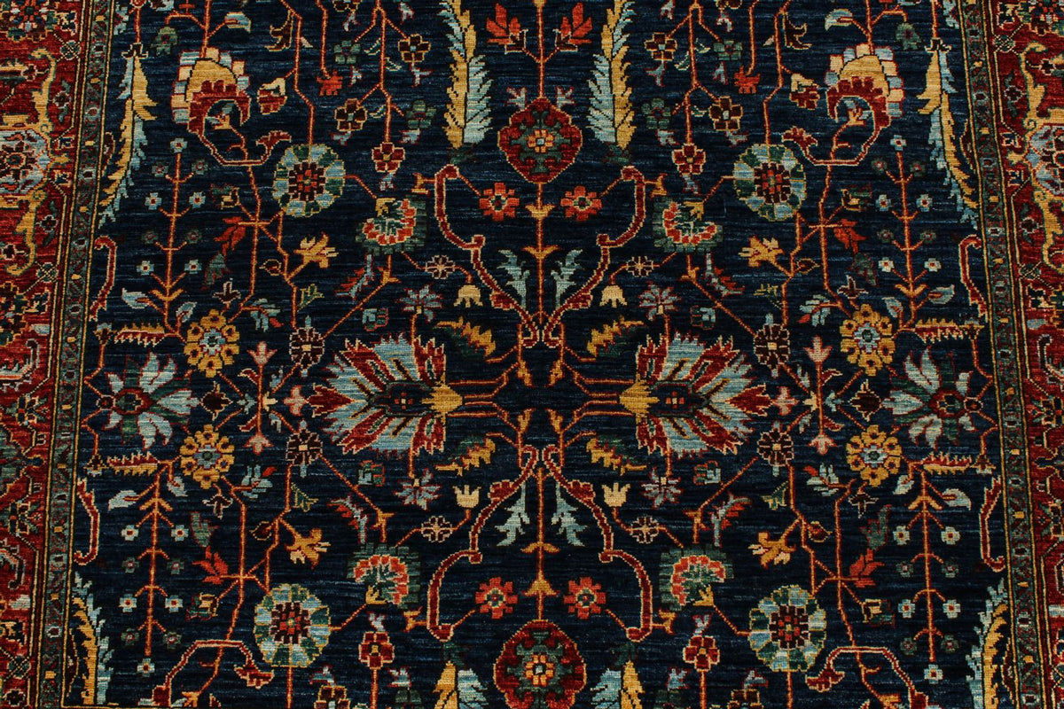 5x8 Navy and Rust Traditional Rug