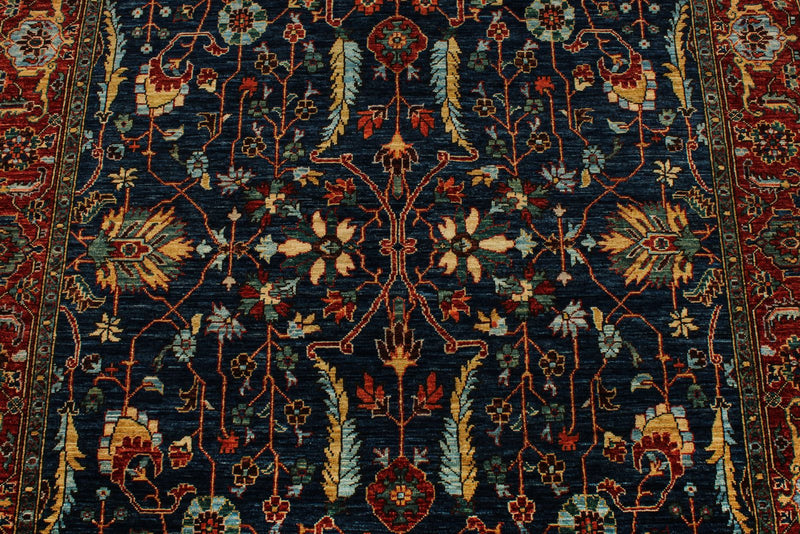 5x8 Navy and Rust Traditional Rug