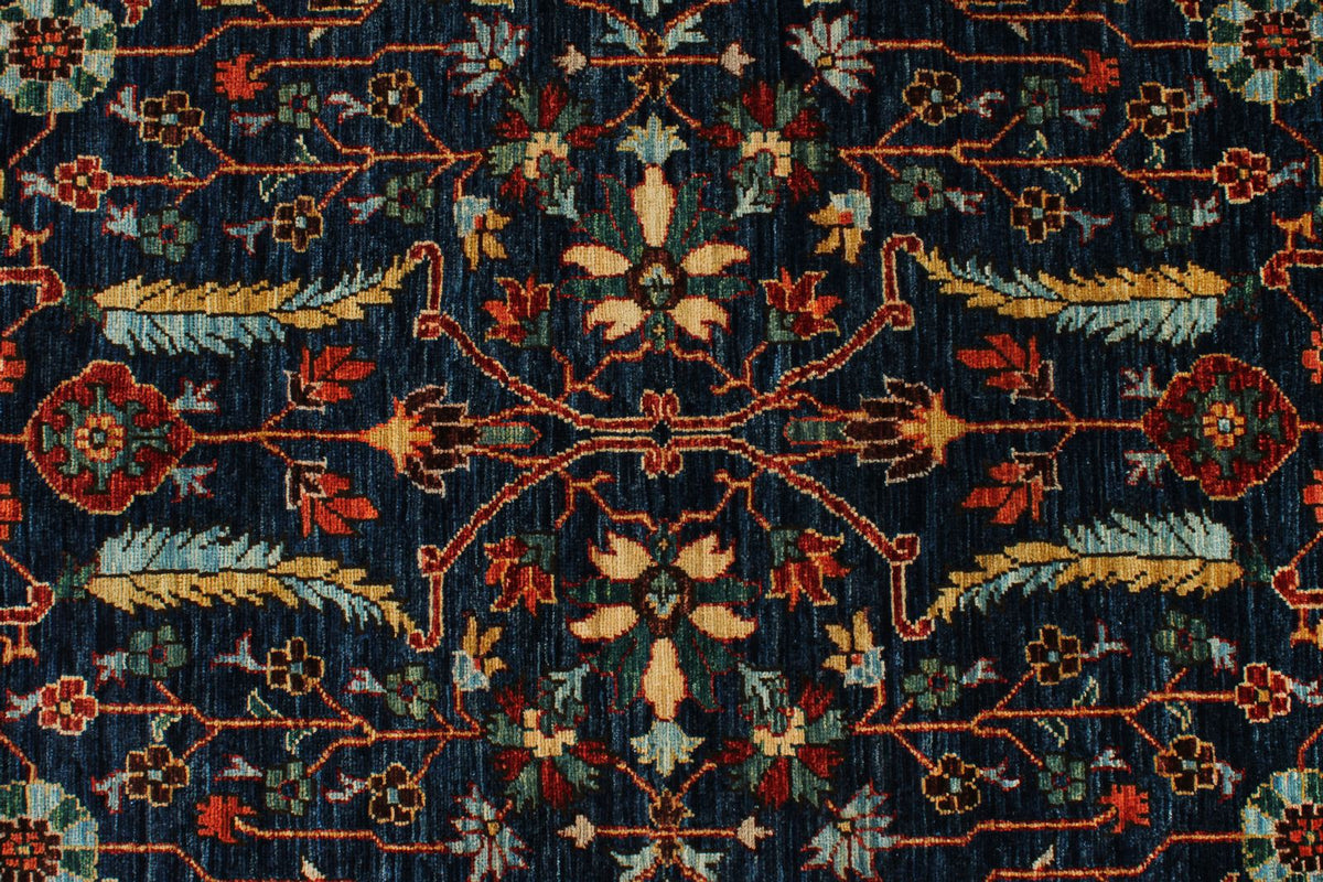 5x8 Navy and Rust Traditional Rug