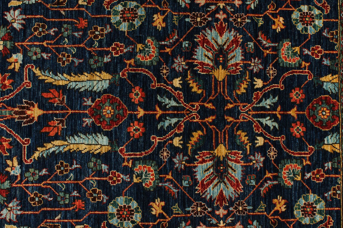 5x8 Navy and Rust Traditional Rug