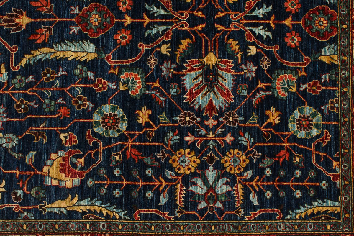 5x8 Navy and Rust Traditional Rug