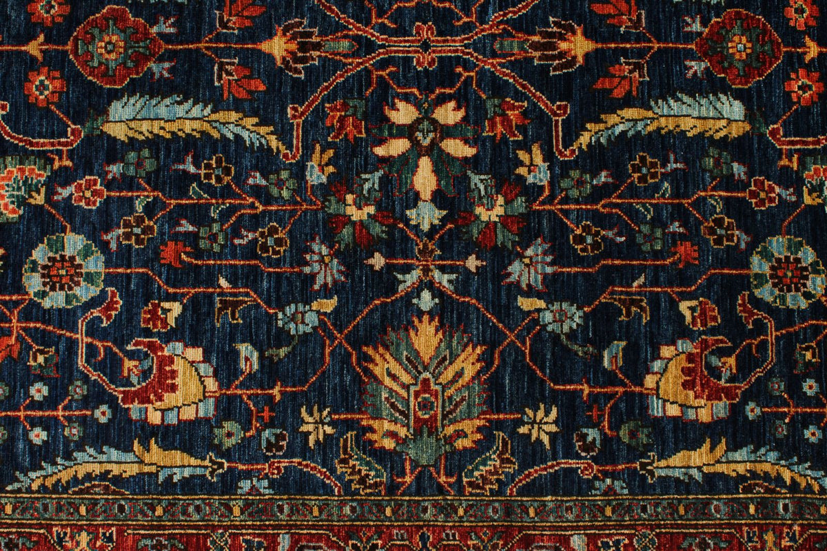 5x8 Navy and Rust Traditional Rug