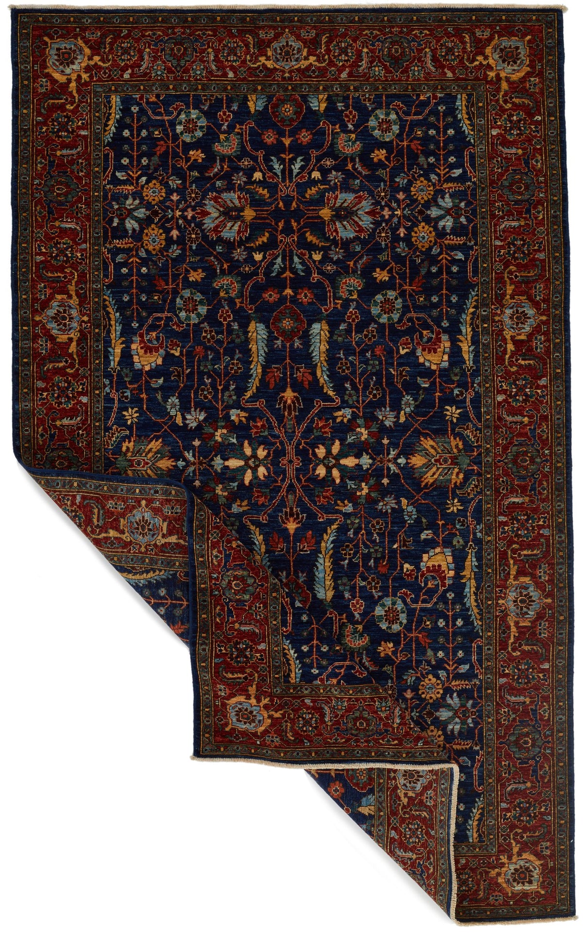 5x8 Navy and Rust Traditional Rug