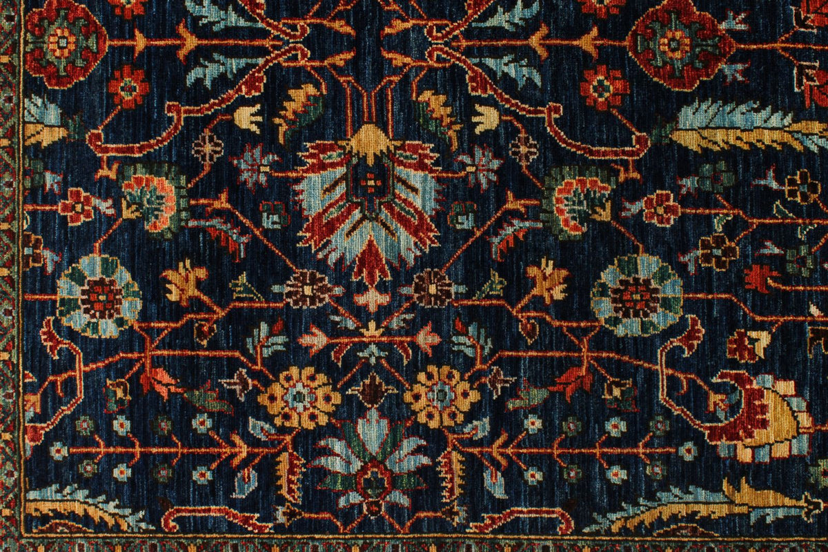 5x8 Navy and Rust Traditional Rug