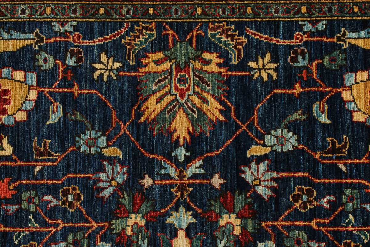 5x8 Navy and Rust Traditional Rug
