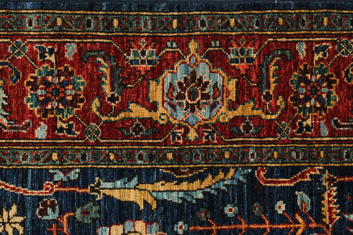 5x8 Navy and Rust Traditional Rug