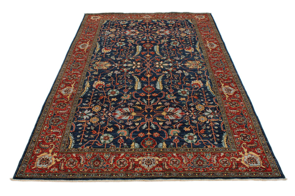 5x8 Navy and Rust Traditional Rug