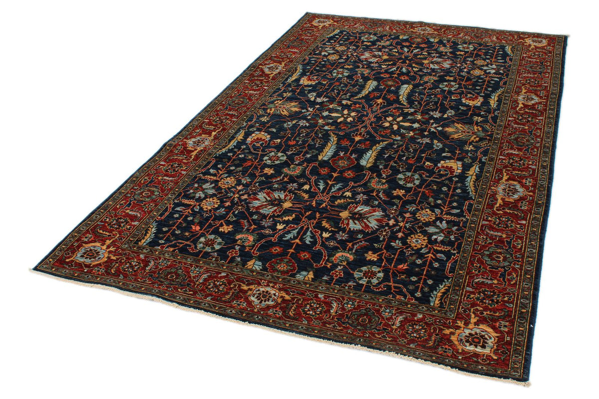 5x8 Navy and Rust Traditional Rug