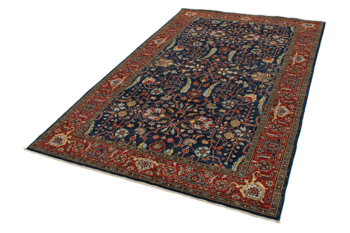 5x8 Navy and Rust Traditional Rug