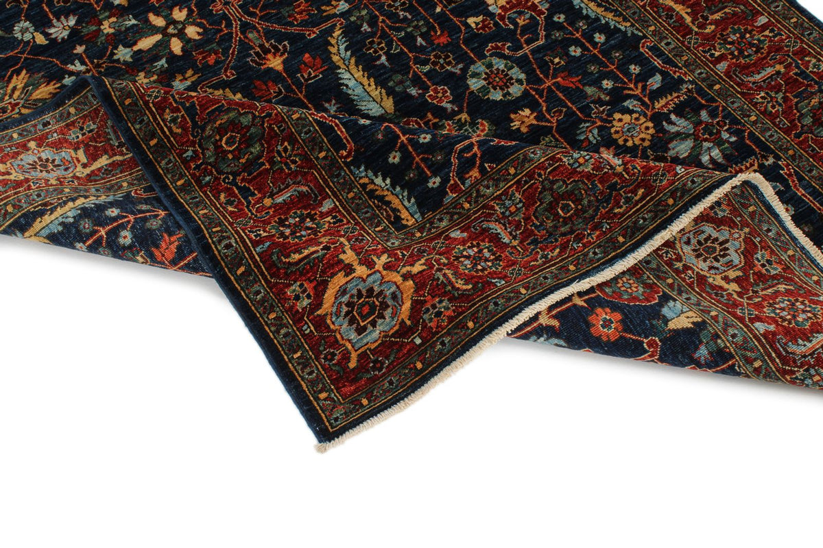 5x8 Navy and Rust Traditional Rug
