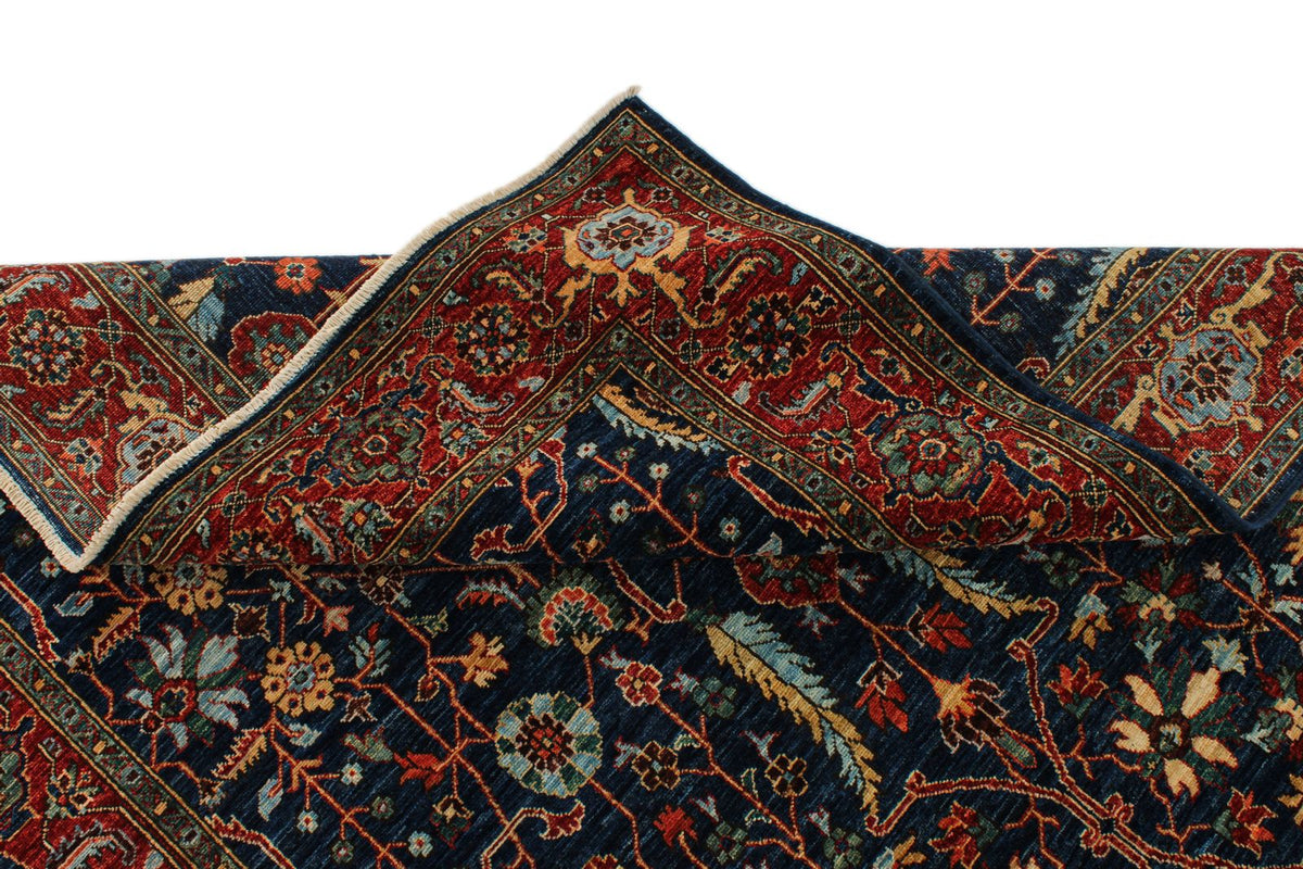 5x8 Navy and Rust Traditional Rug