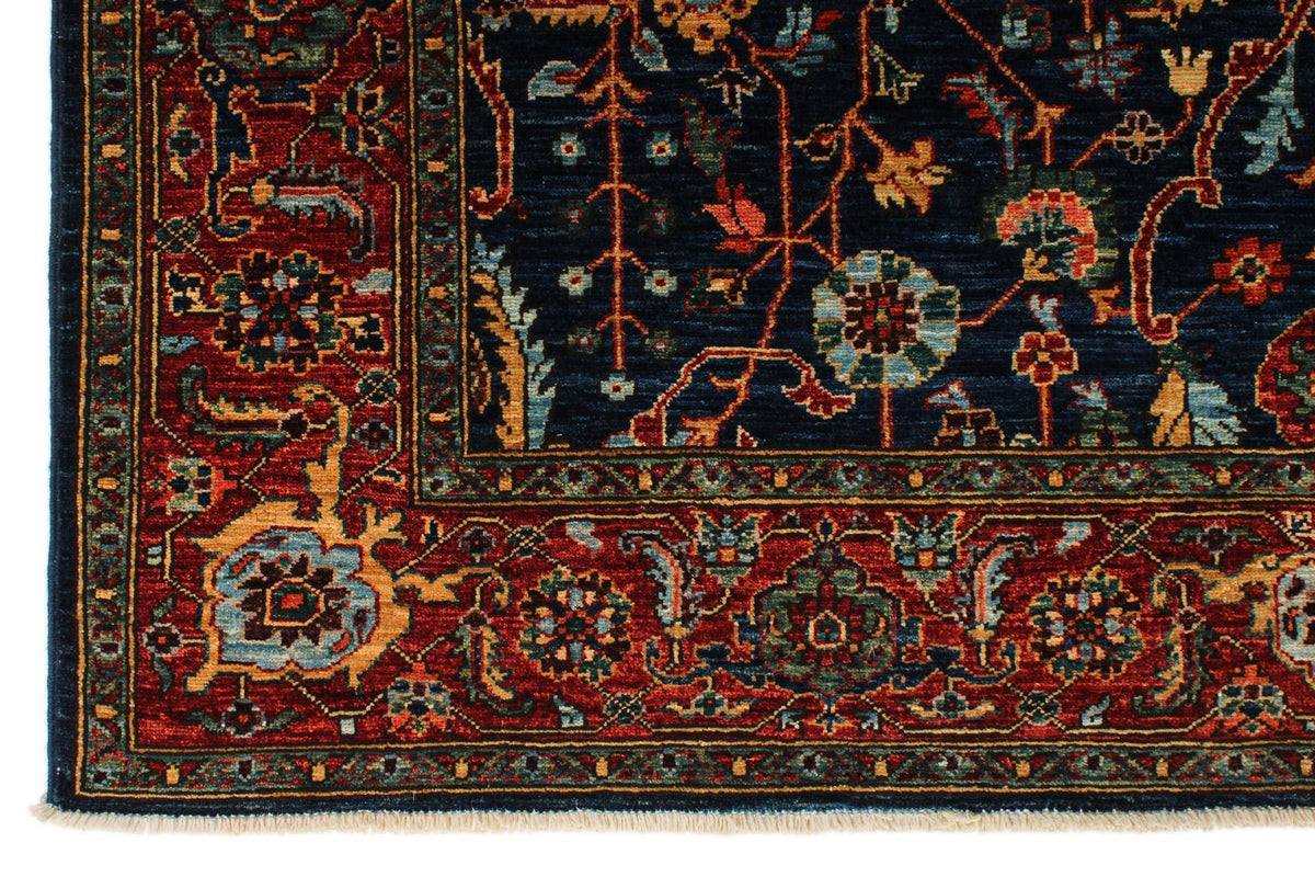 5x8 Navy and Rust Traditional Rug