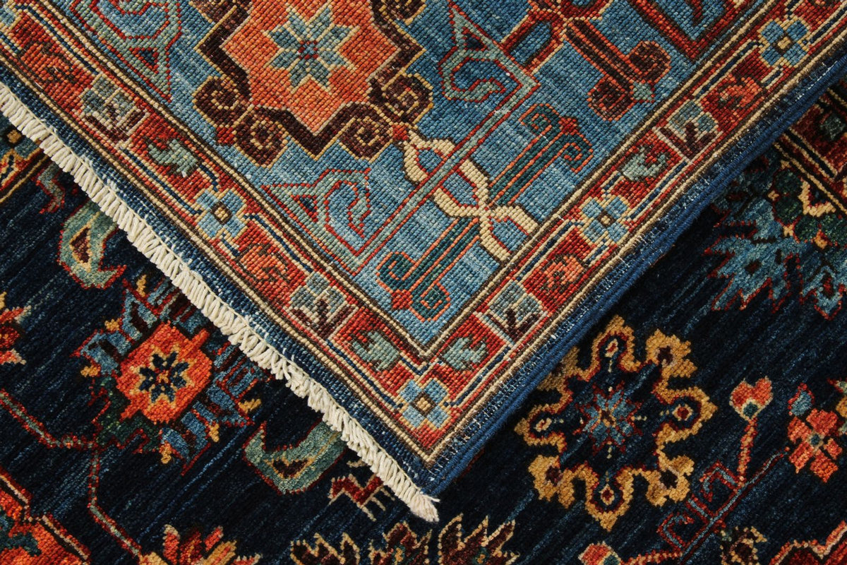5x8 Navy and Blue Traditional Rug