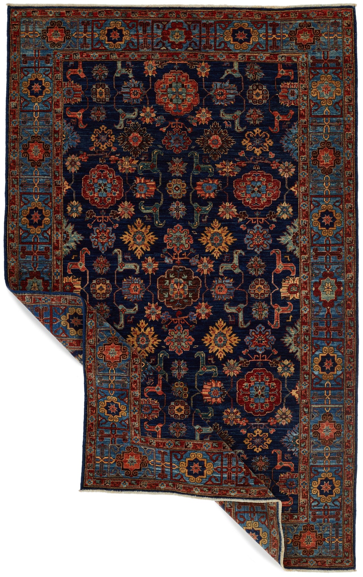 5x8 Navy and Blue Traditional Rug