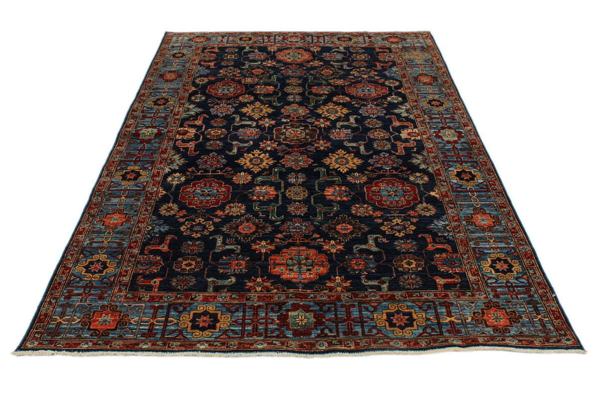 5x8 Navy and Blue Traditional Rug