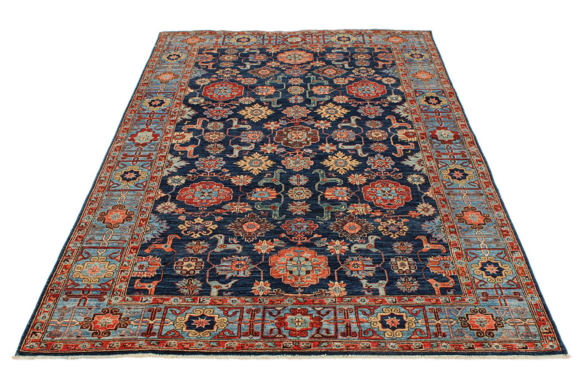 5x8 Navy and Blue Traditional Rug