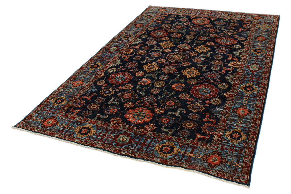 5x8 Navy and Blue Traditional Rug