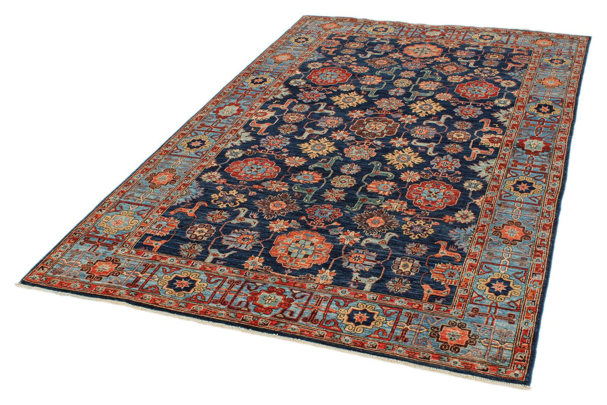 5x8 Navy and Blue Traditional Rug