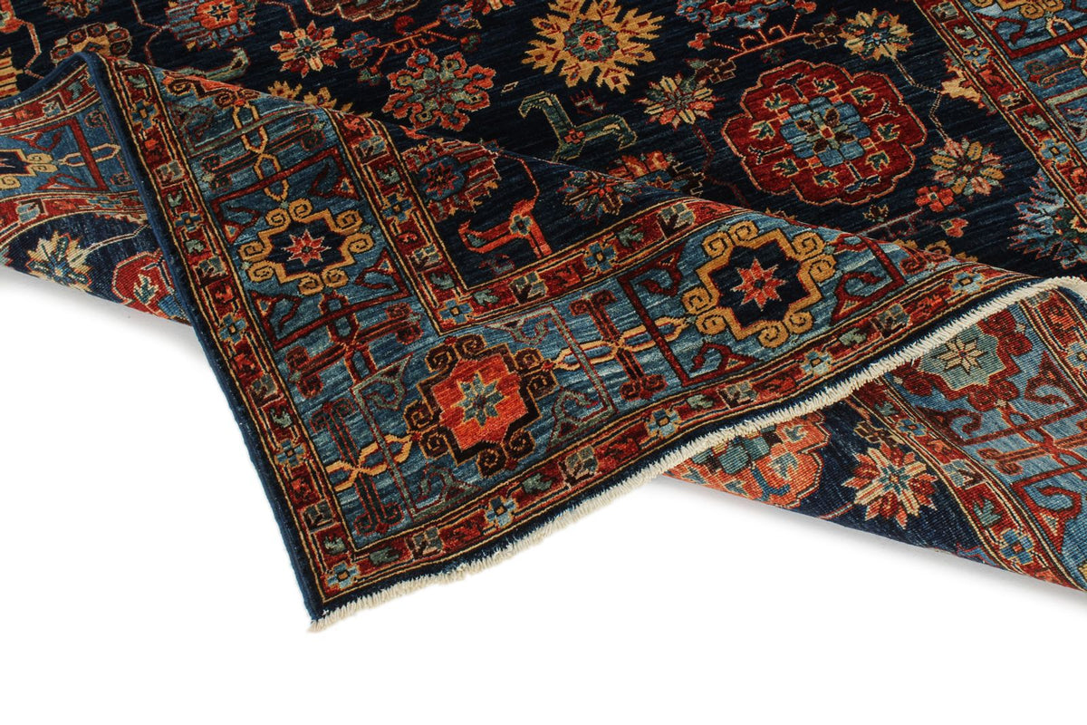 5x8 Navy and Blue Traditional Rug