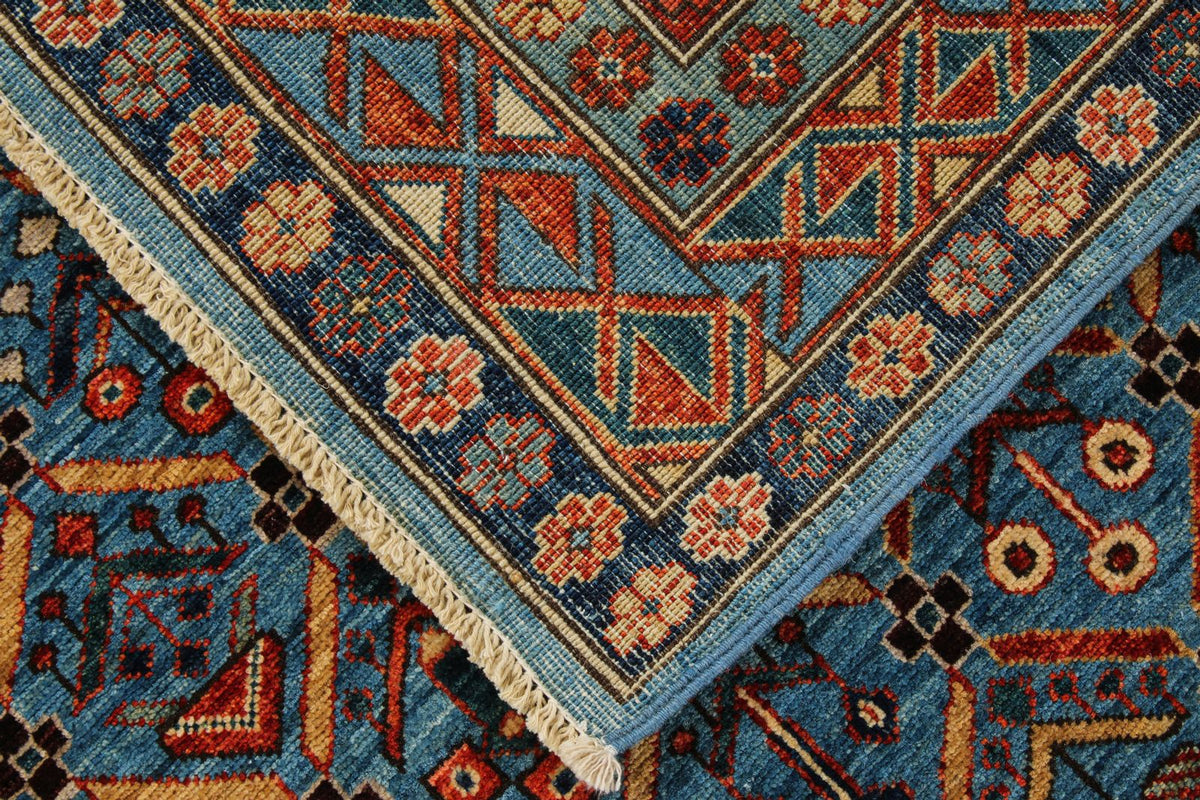 5x8 Blue and Multicolor Traditional Rug