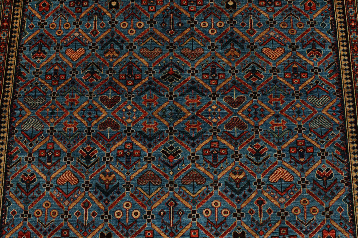 5x8 Blue and Multicolor Traditional Rug
