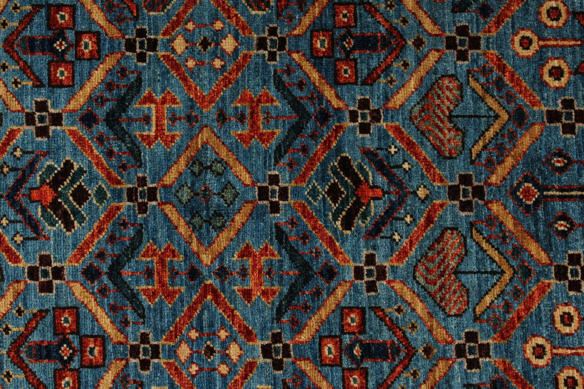 5x8 Blue and Multicolor Traditional Rug