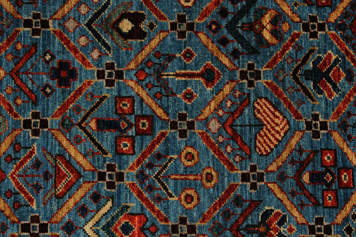 5x8 Blue and Multicolor Traditional Rug
