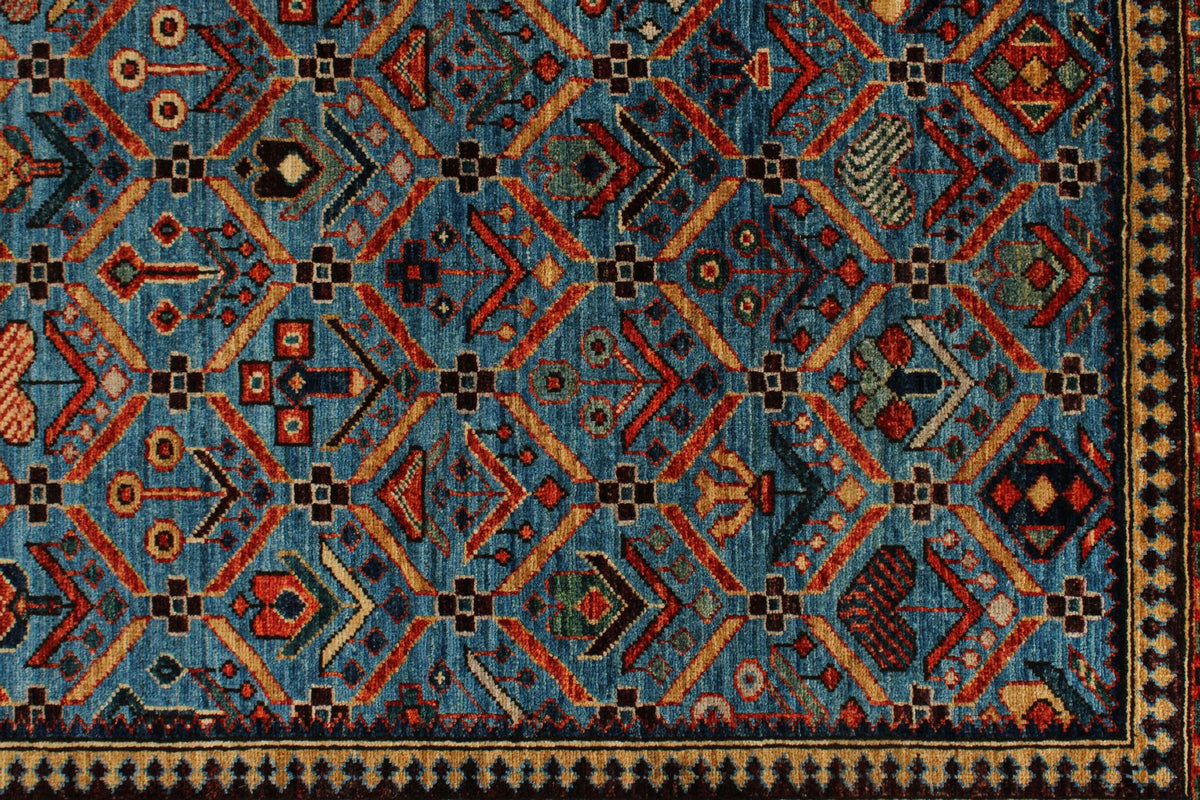 5x8 Blue and Multicolor Traditional Rug