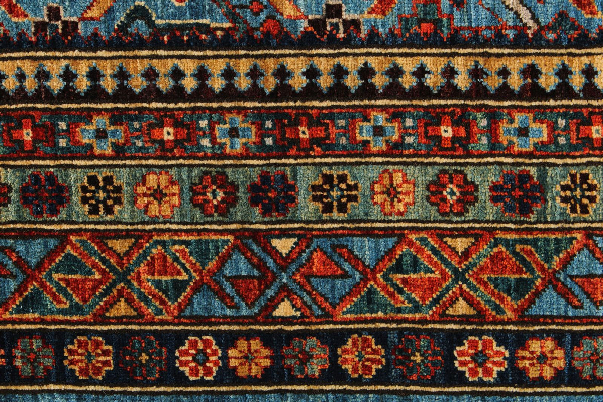 5x8 Blue and Multicolor Traditional Rug
