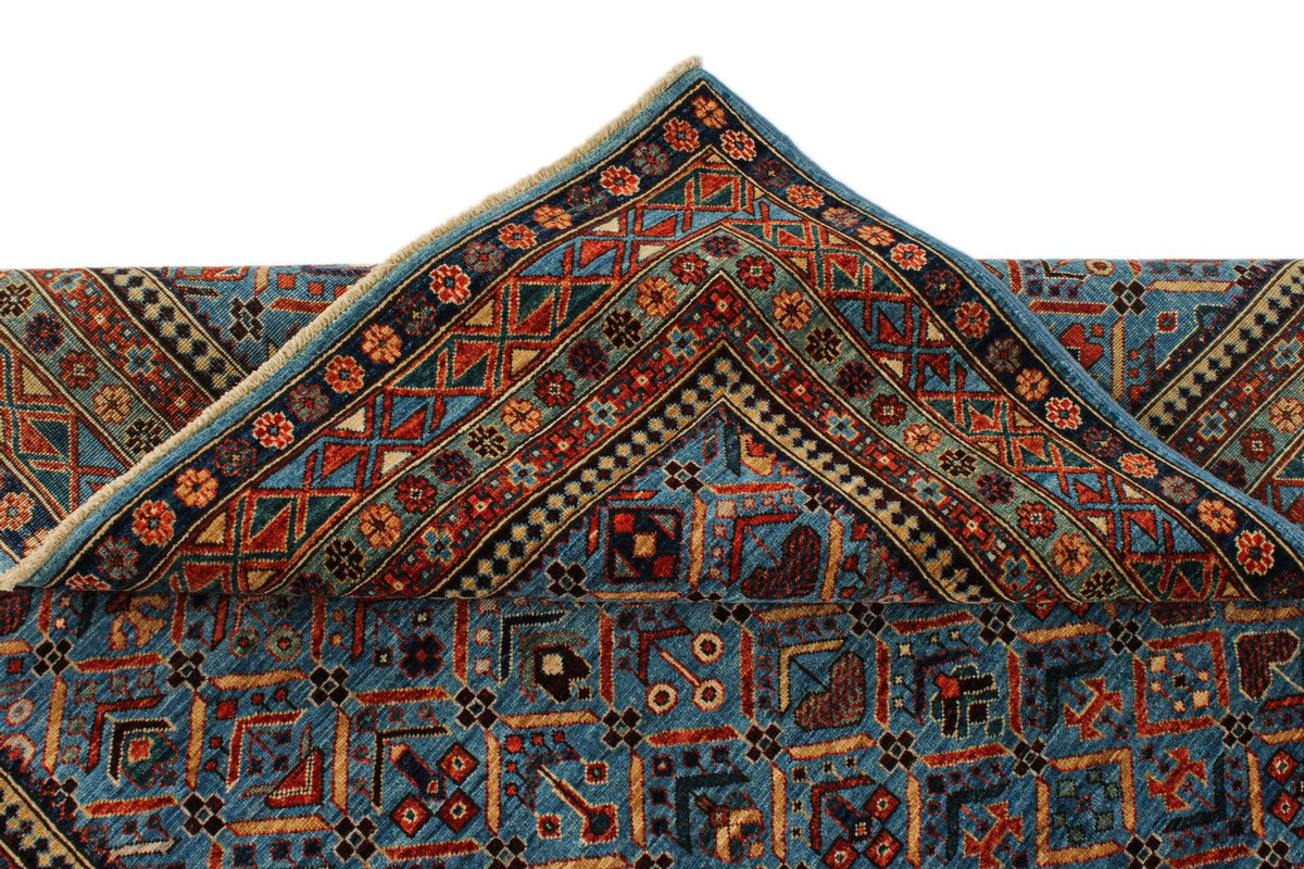 5x8 Blue and Multicolor Traditional Rug