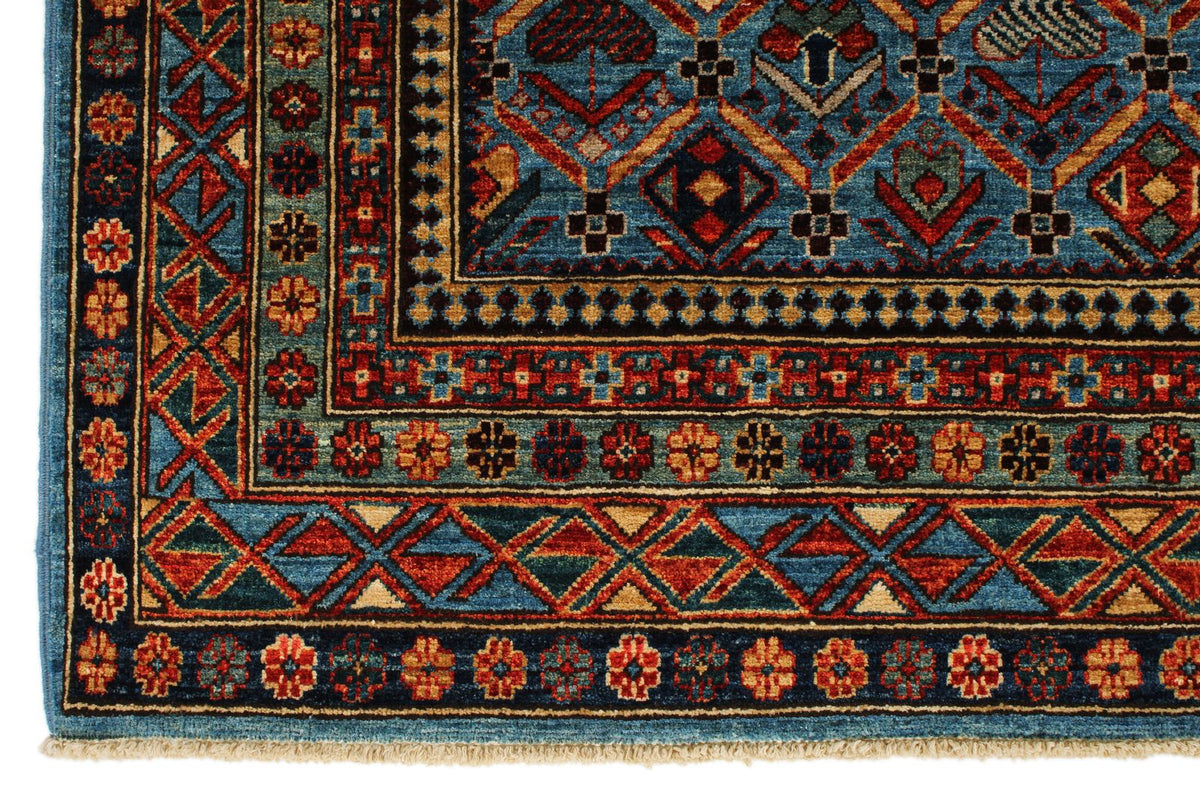 5x8 Blue and Multicolor Traditional Rug