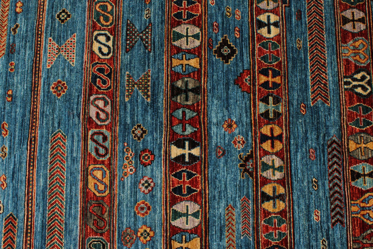 5x7 Blue and Multicolor Anatolian Tribal Rug