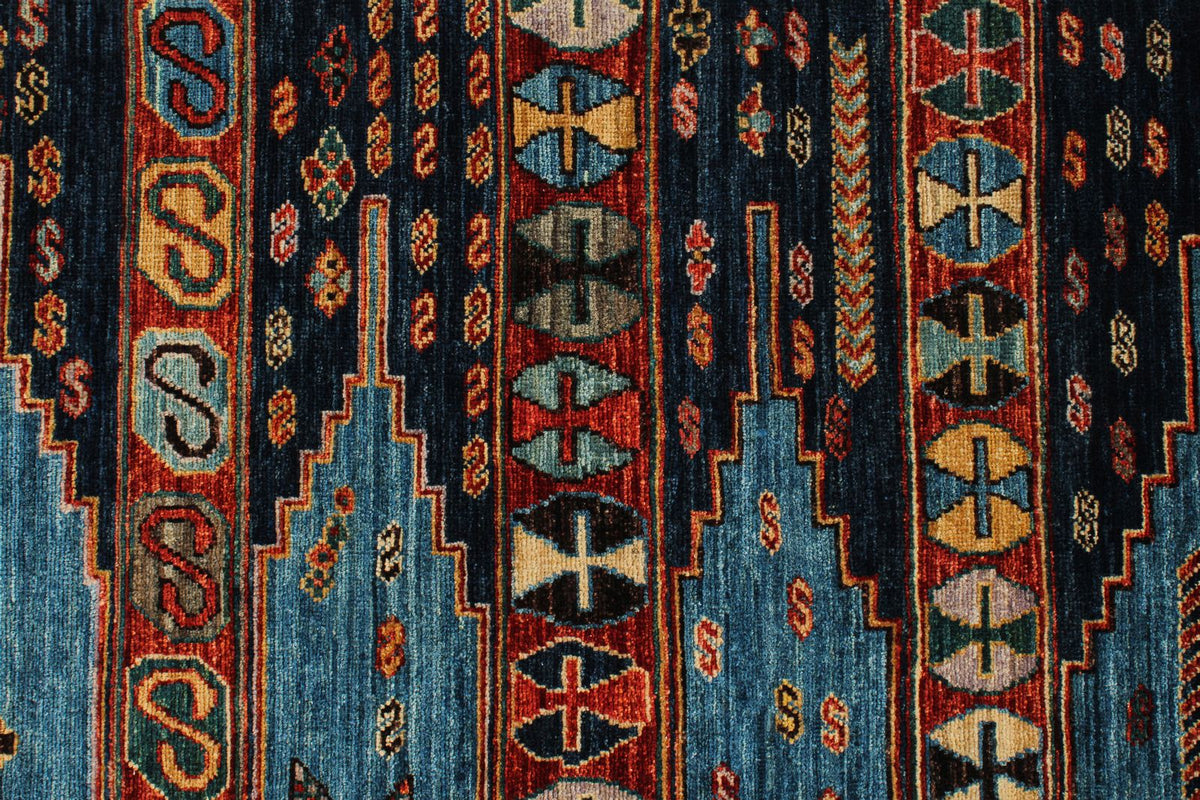 5x7 Blue and Multicolor Anatolian Tribal Rug